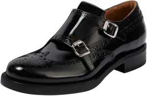 FSJ Women's Oxfords Round Toe Monk Strap Double Buckle Chunky Low Heel Pumps Comfortable Wingtip Formal Office Business Loafers Shoes Size 4-16 US