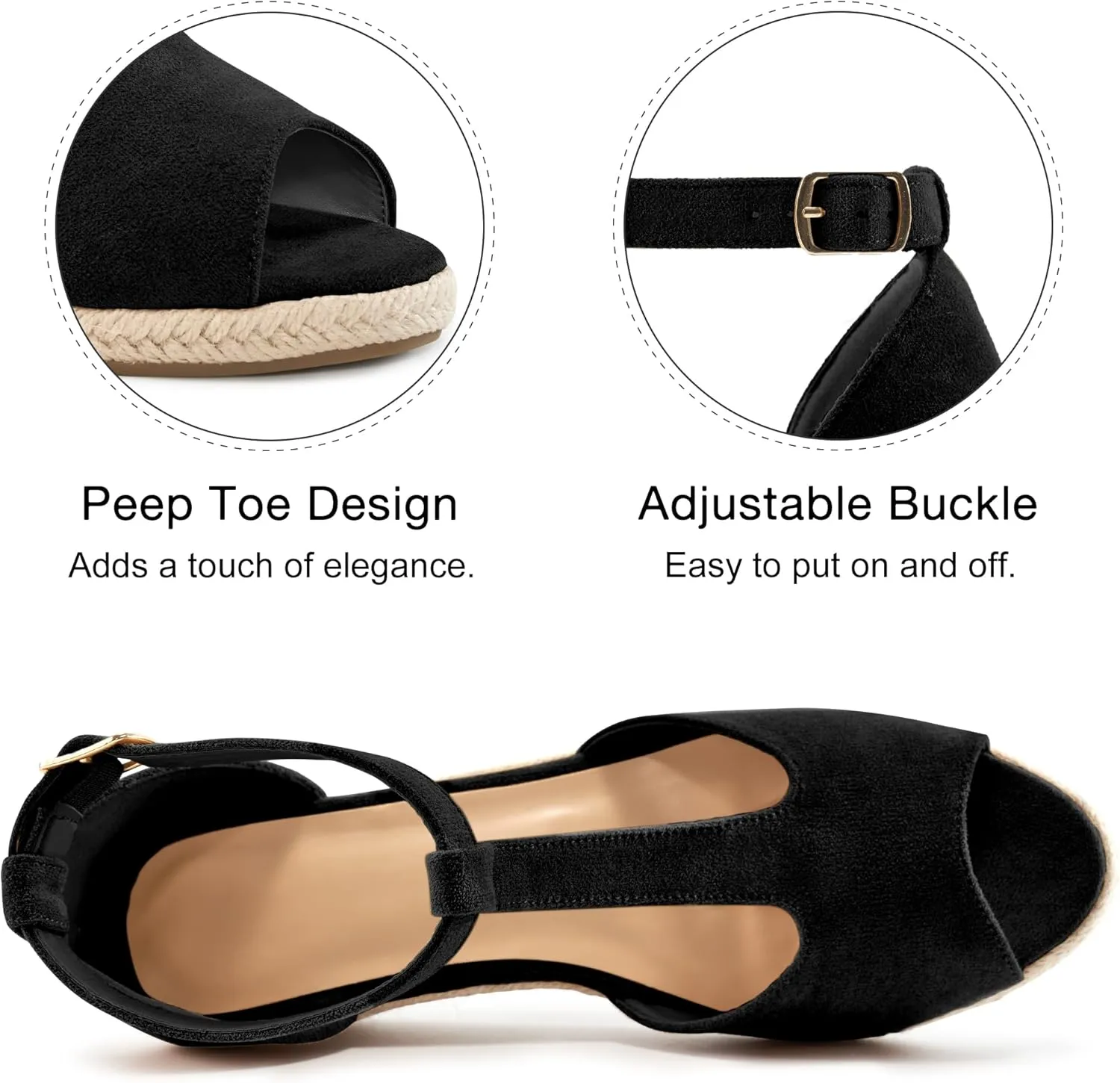 FUDYNMALC Womens Sandals Wedge Heels: Summer Dressy Espadrilles Platforms Shoes Casual Comfortable Open Toe Walking Footwear