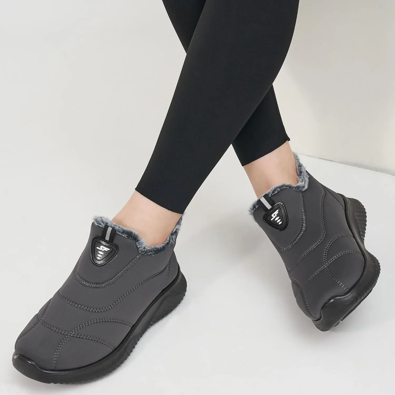 FUDYNMALC Womens Snow Boots Winter Shoes: Warm Fur Lined Slip On Ankle Booties Water Resistant Comfortable Outdoor Boot Lightweight
