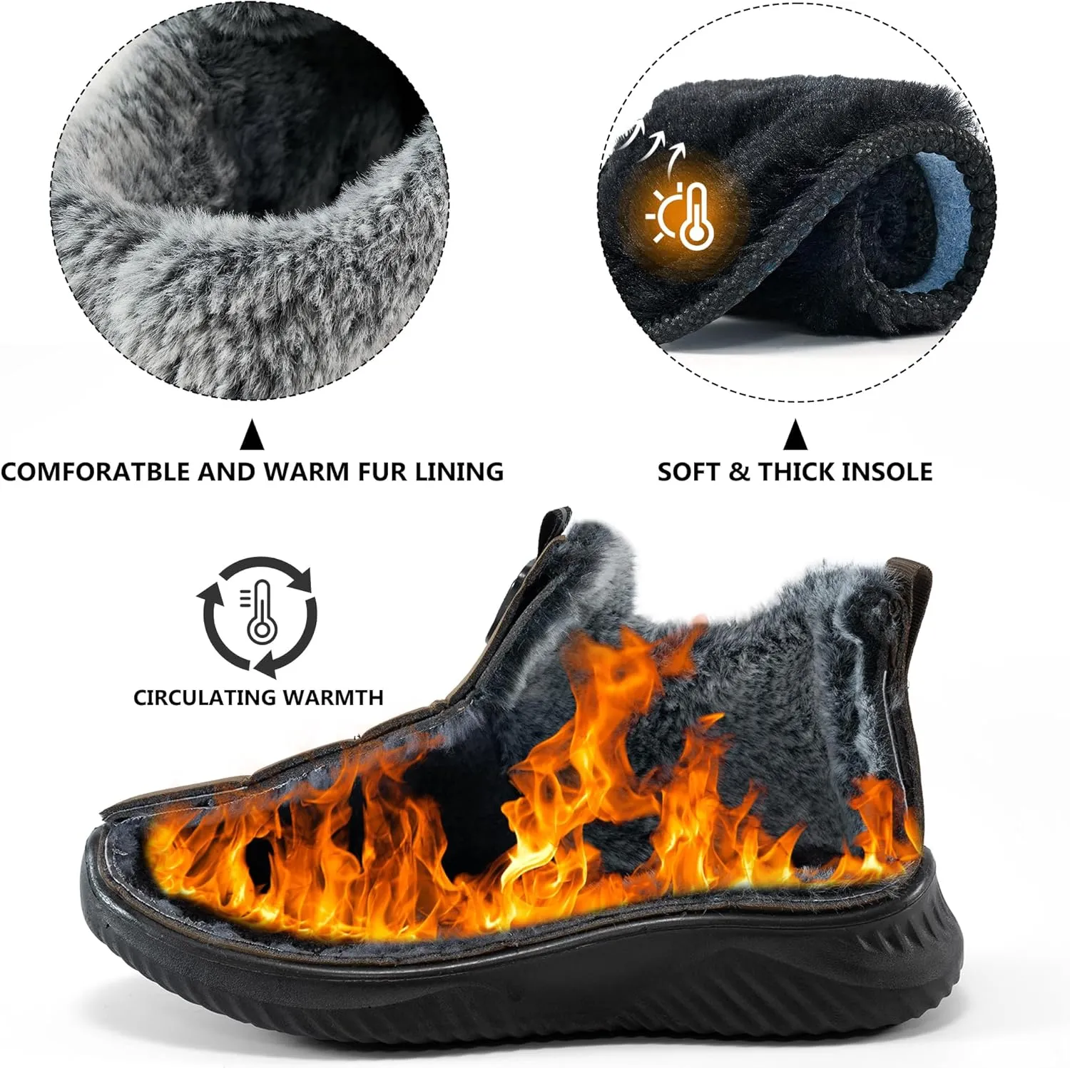 FUDYNMALC Womens Snow Boots Winter Shoes: Warm Fur Lined Slip On Ankle Booties Water Resistant Comfortable Outdoor Boot Lightweight