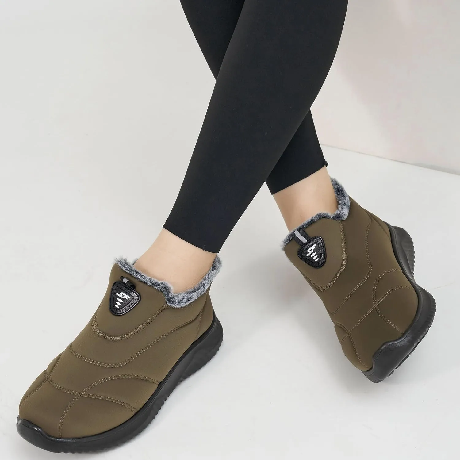 FUDYNMALC Womens Snow Boots Winter Shoes: Warm Fur Lined Slip On Ankle Booties Water Resistant Comfortable Outdoor Boot Lightweight