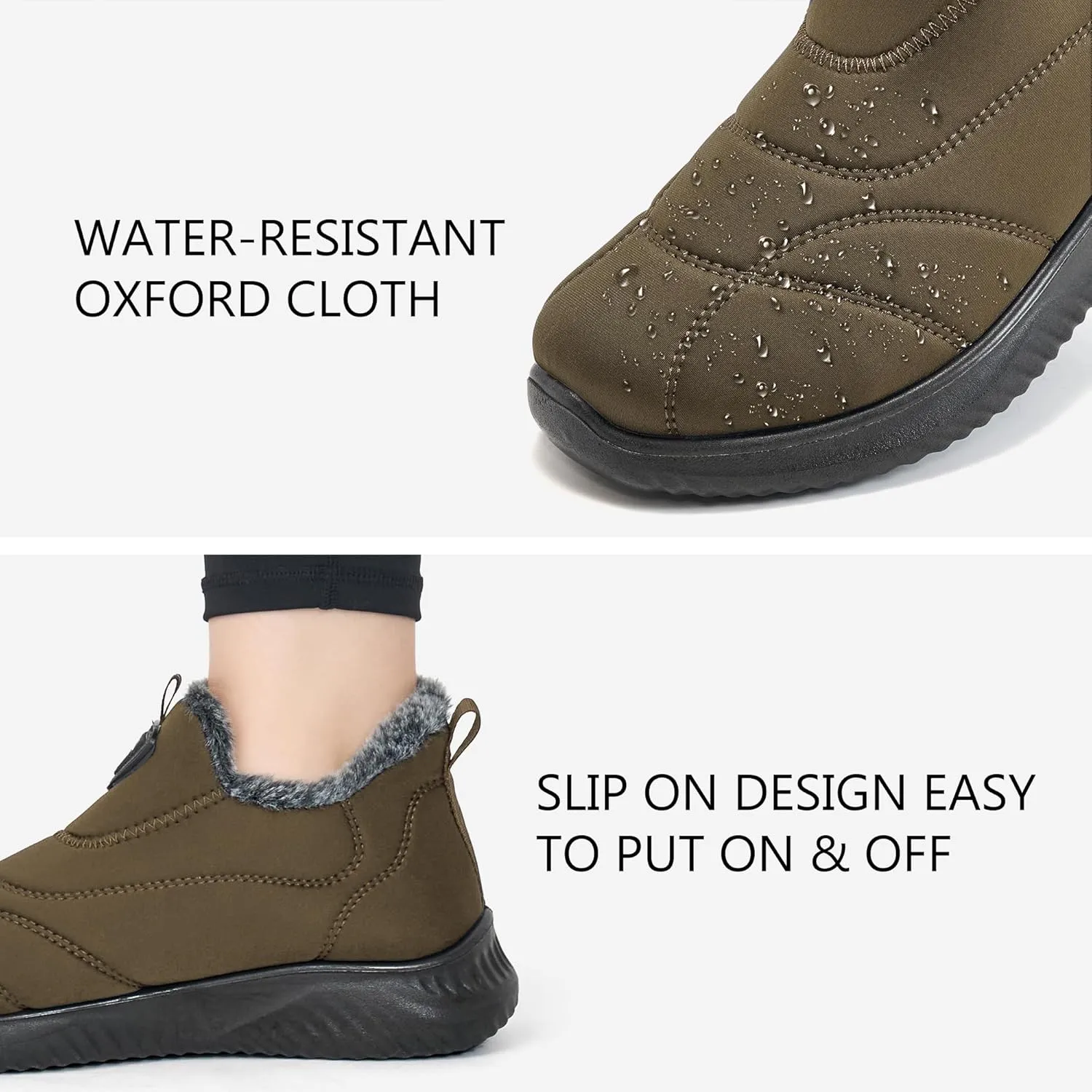 FUDYNMALC Womens Snow Boots Winter Shoes: Warm Fur Lined Slip On Ankle Booties Water Resistant Comfortable Outdoor Boot Lightweight