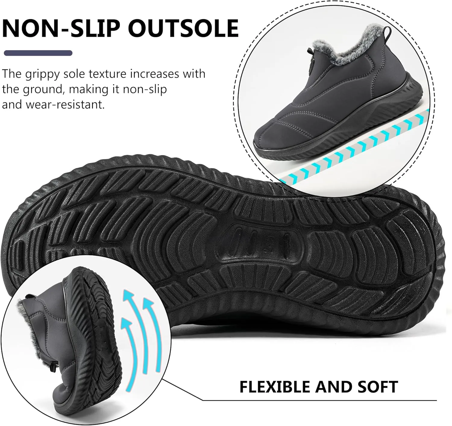 FUDYNMALC Womens Snow Boots Winter Shoes: Warm Fur Lined Slip On Ankle Booties Water Resistant Comfortable Outdoor Boot Lightweight