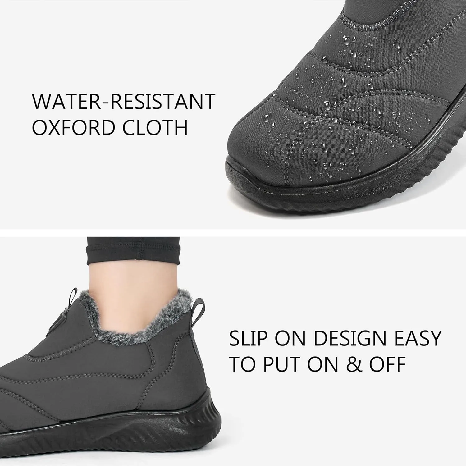 FUDYNMALC Womens Snow Boots Winter Shoes: Warm Fur Lined Slip On Ankle Booties Water Resistant Comfortable Outdoor Boot Lightweight
