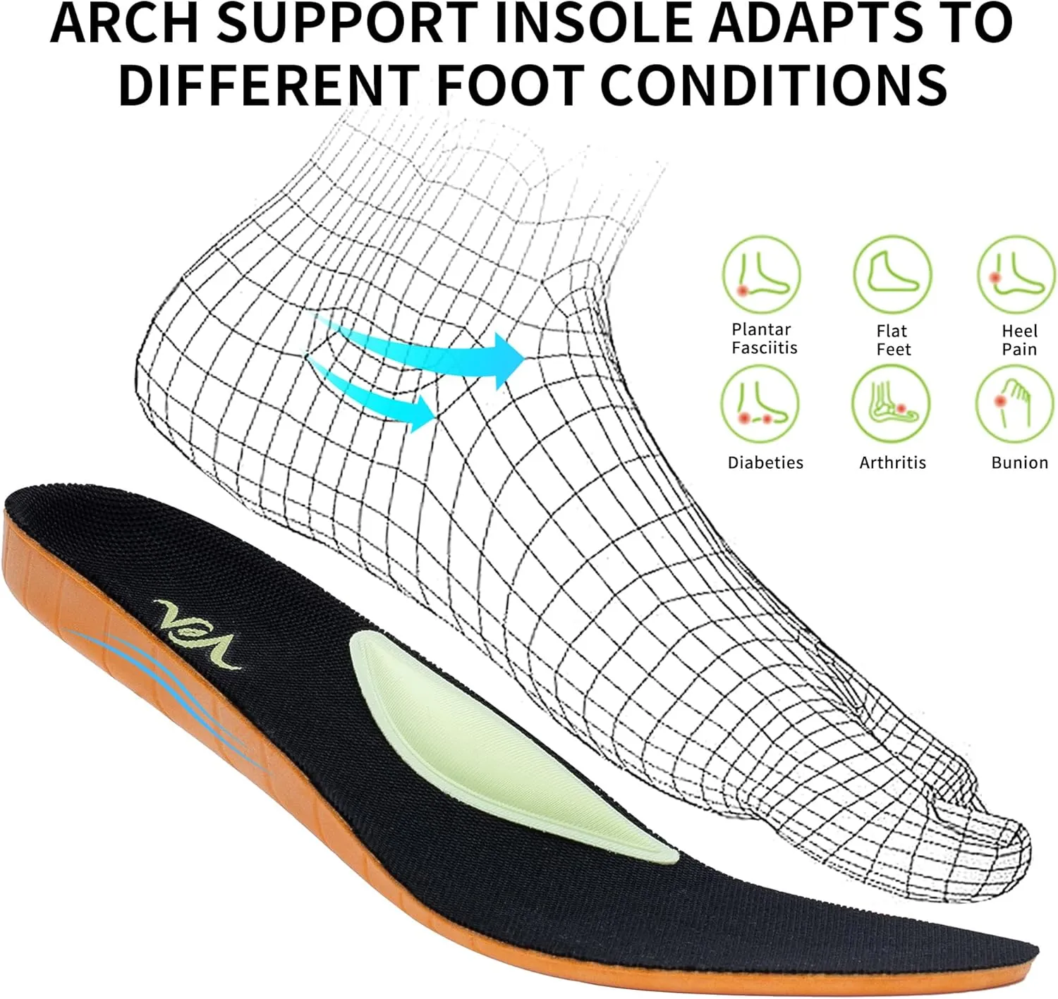 GANNOU Women Arch Support Walking Shoes Orthotic Sneakers for Plantar Fasciitis Air Tennis Shoes