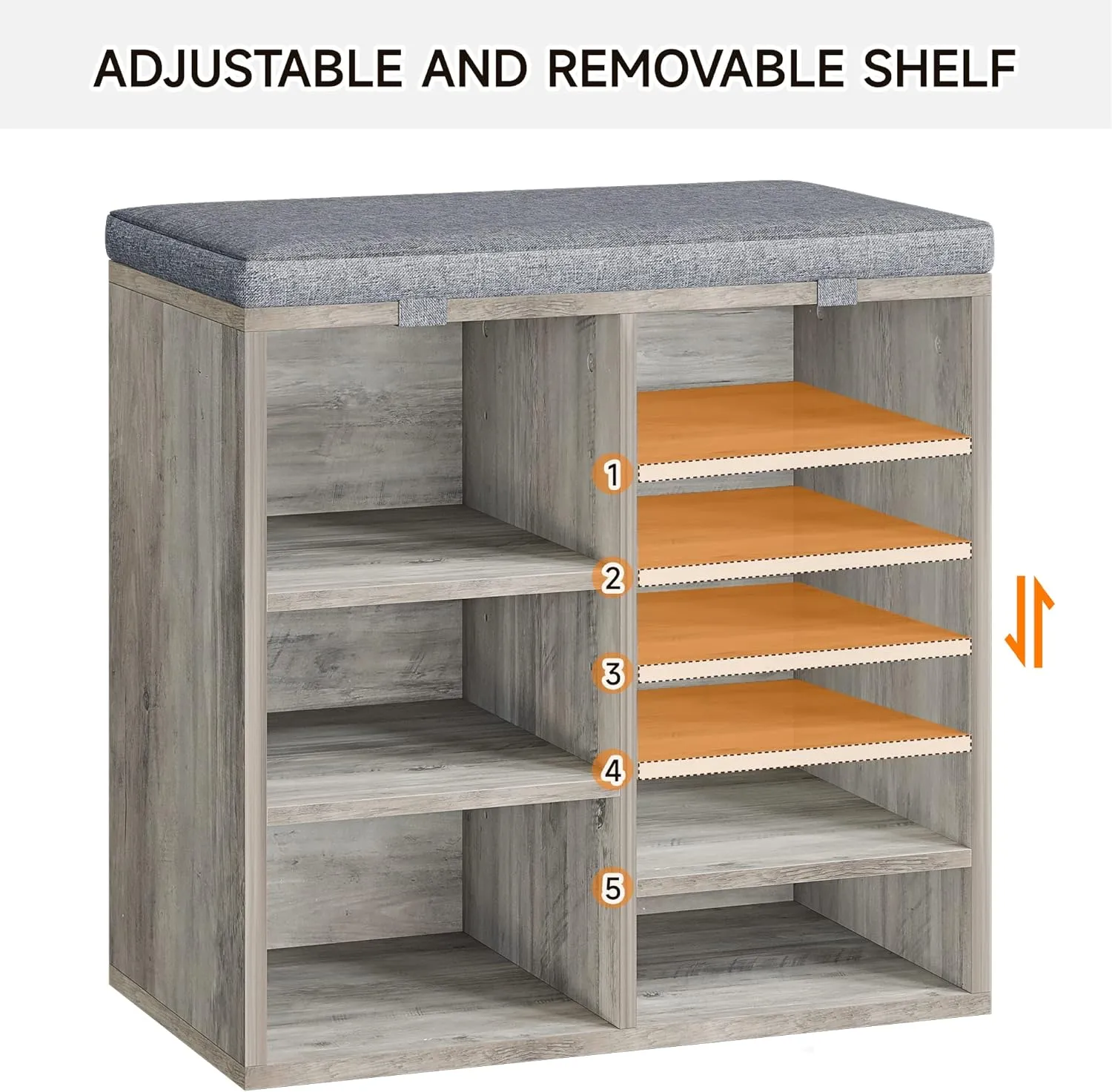 GAOMON Adjustable Shoe Bench with Cushioned Seat & Cubby Storage – Versatile Entryway Organizer for Hallways, Living Rooms, Closets, and Small Spaces