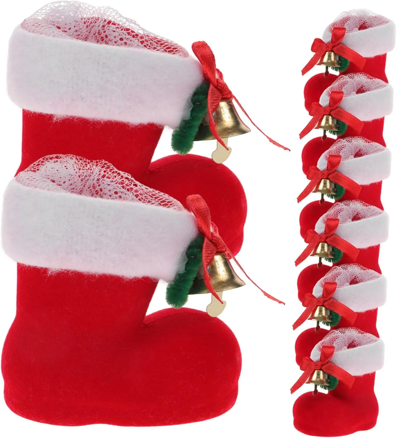 Garneck Holiday Candy Boots Set 8 Pack Reusable Christmas Decorative Boots for Boys and Girls Candy Stocking Decor