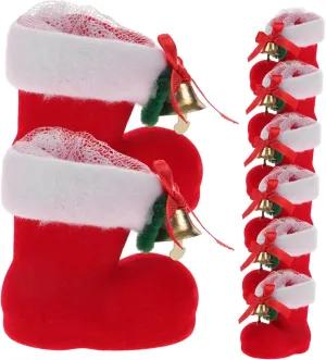 Garneck Holiday Candy Boots Set 8 Pack Reusable Christmas Decorative Boots for Boys and Girls Candy Stocking Decor