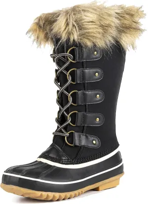 GAWBAW Winter Snow Boots for Women - Waterproof Duck Boots Fur Lined Snow Booties Rain Boots For Women