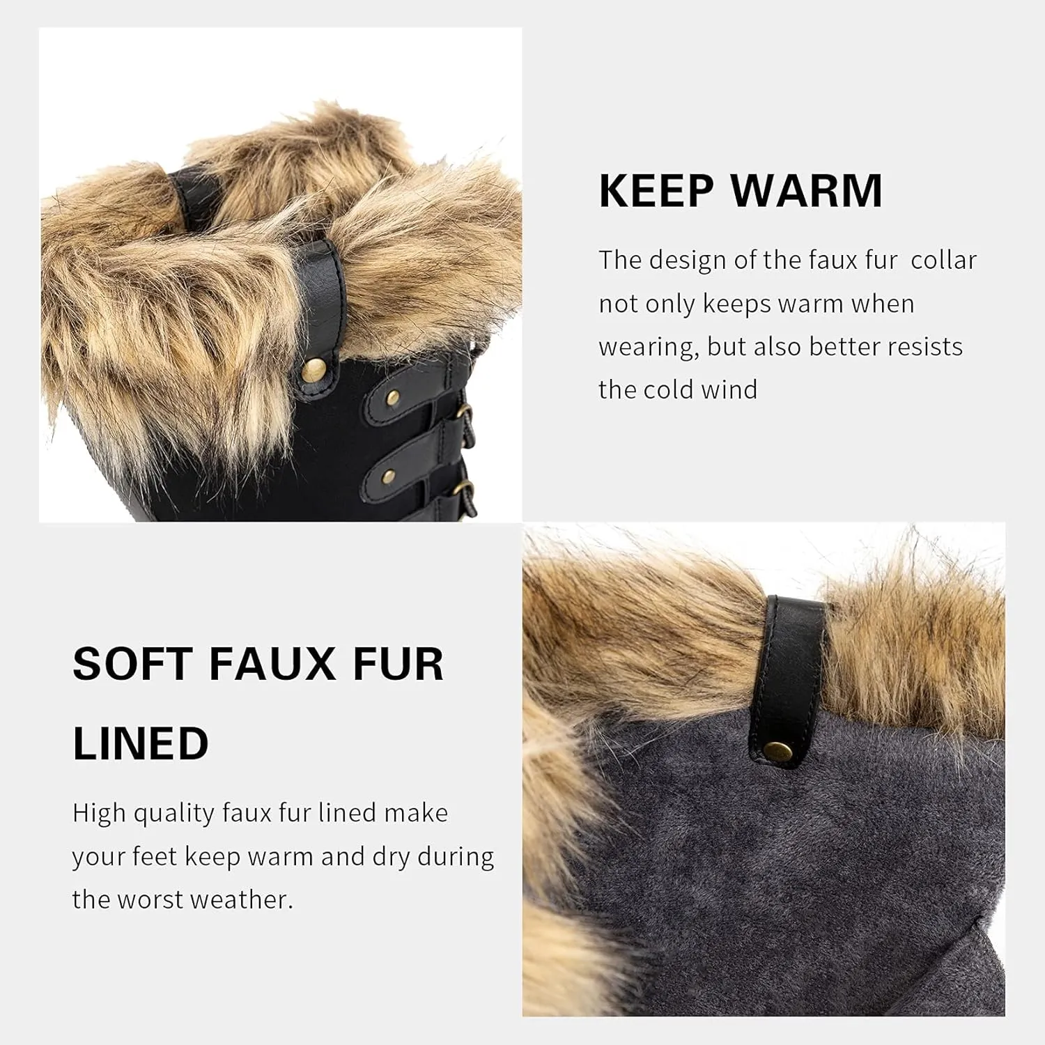 GAWBAW Winter Snow Boots for Women - Waterproof Duck Boots Fur Lined Snow Booties Rain Boots For Women