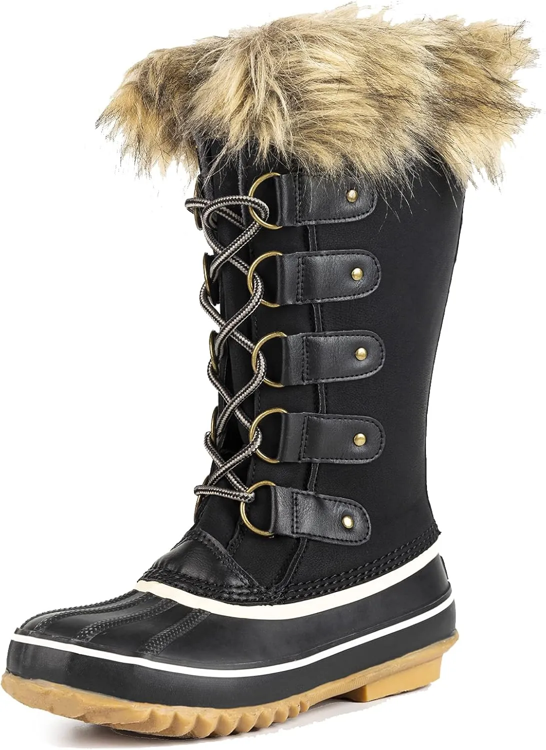 GAWBAW Winter Snow Boots for Women - Waterproof Duck Boots Fur Lined Snow Booties Rain Boots For Women