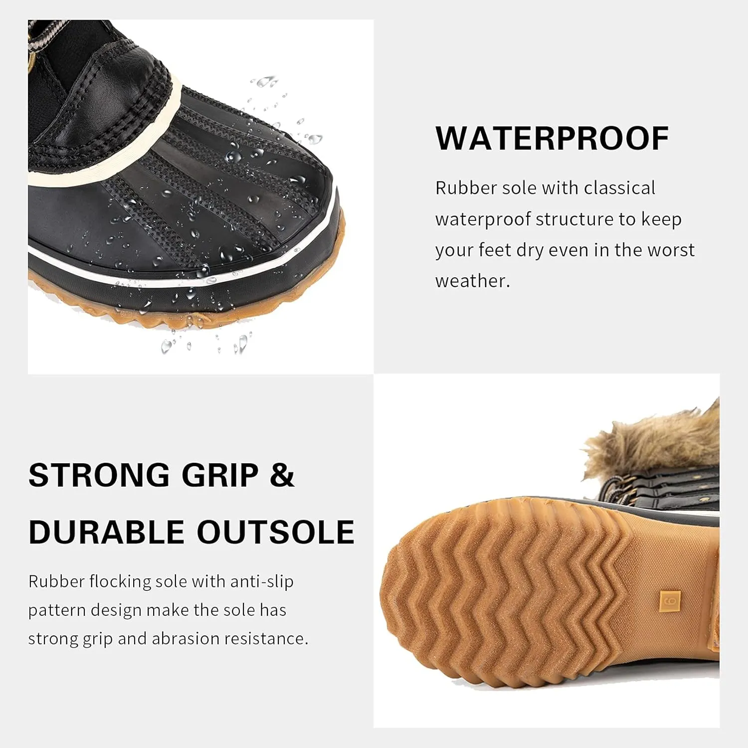 GAWBAW Winter Snow Boots for Women - Waterproof Duck Boots Fur Lined Snow Booties Rain Boots For Women