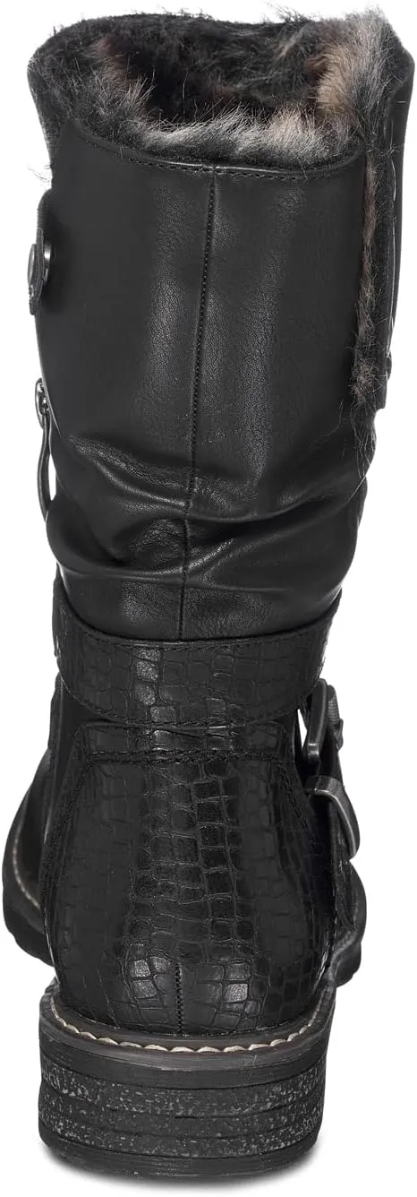 GC Shoes Womens Booties, Fold Over Faux Fur Ankle Boots or Zip Up Fashion Biker Booties for Women, Warm Low Heel Comfort Walking Motorcycle Boot