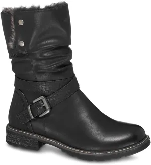 GC Shoes Womens Booties, Fold Over Faux Fur Ankle Boots or Zip Up Fashion Biker Booties for Women, Warm Low Heel Comfort Walking Motorcycle Boot
