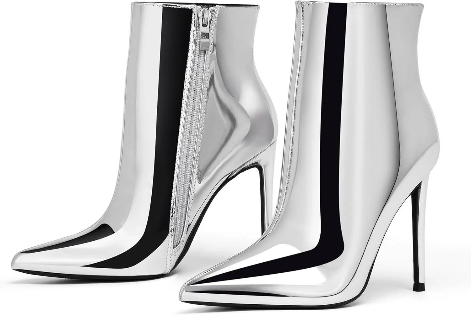 GENSHUO Ankle Boots For Women Pointed Toe 4 Inch High Heel Zipper Stiletto Heels Fall Booties