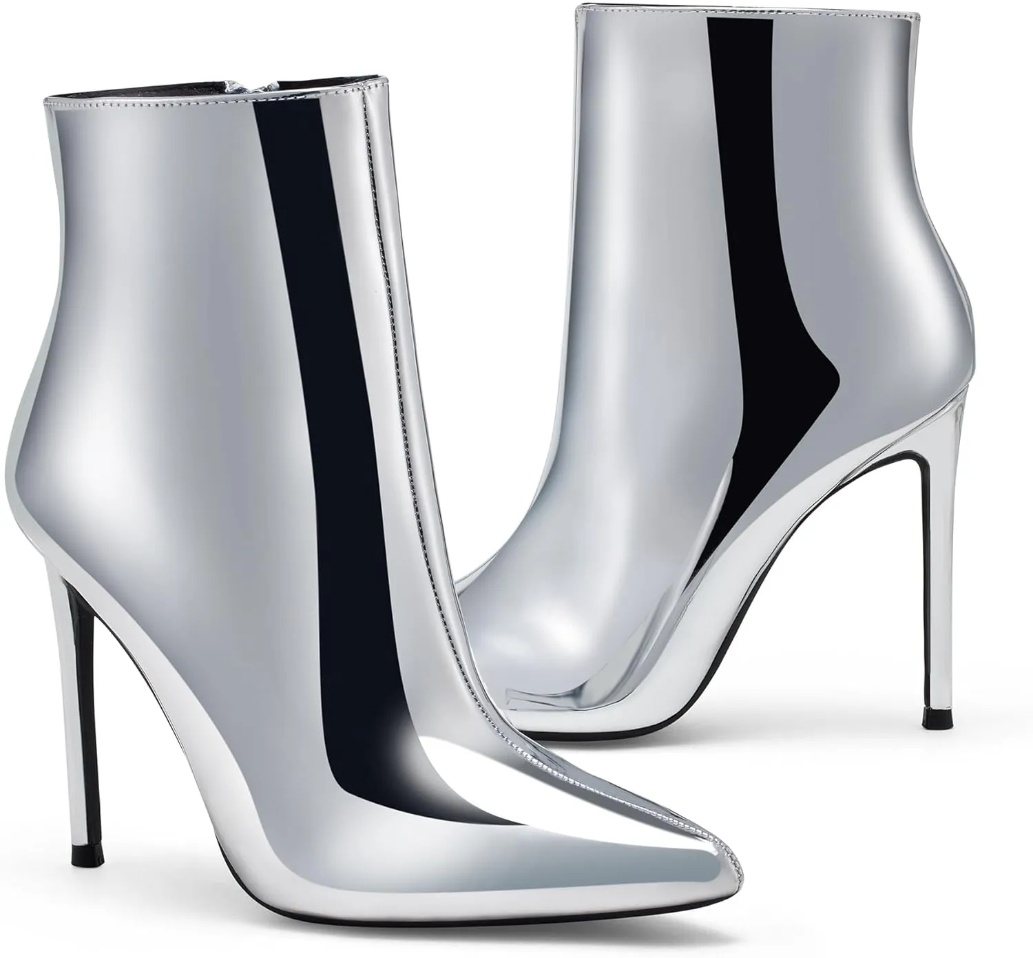 GENSHUO Ankle Boots For Women Pointed Toe 4 Inch High Heel Zipper Stiletto Heels Fall Booties