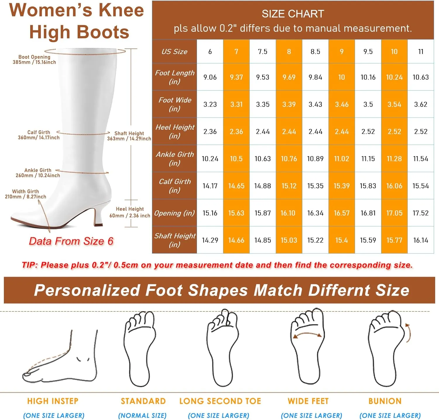 GENSHUO Knee High Boots Women Pointed Toe 2.3 Inches Kitten Heel Tall Boots Classic Fashionable Long Boots with Side Zipper Winter