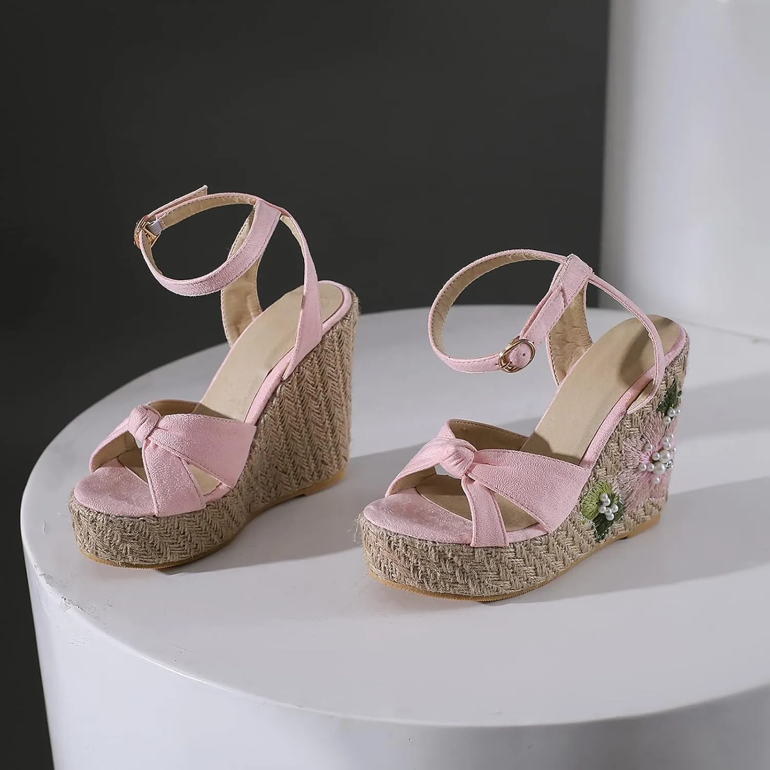 Gicoiz Espadrilles Wedges Women Classic Platform Embroidered Sandals