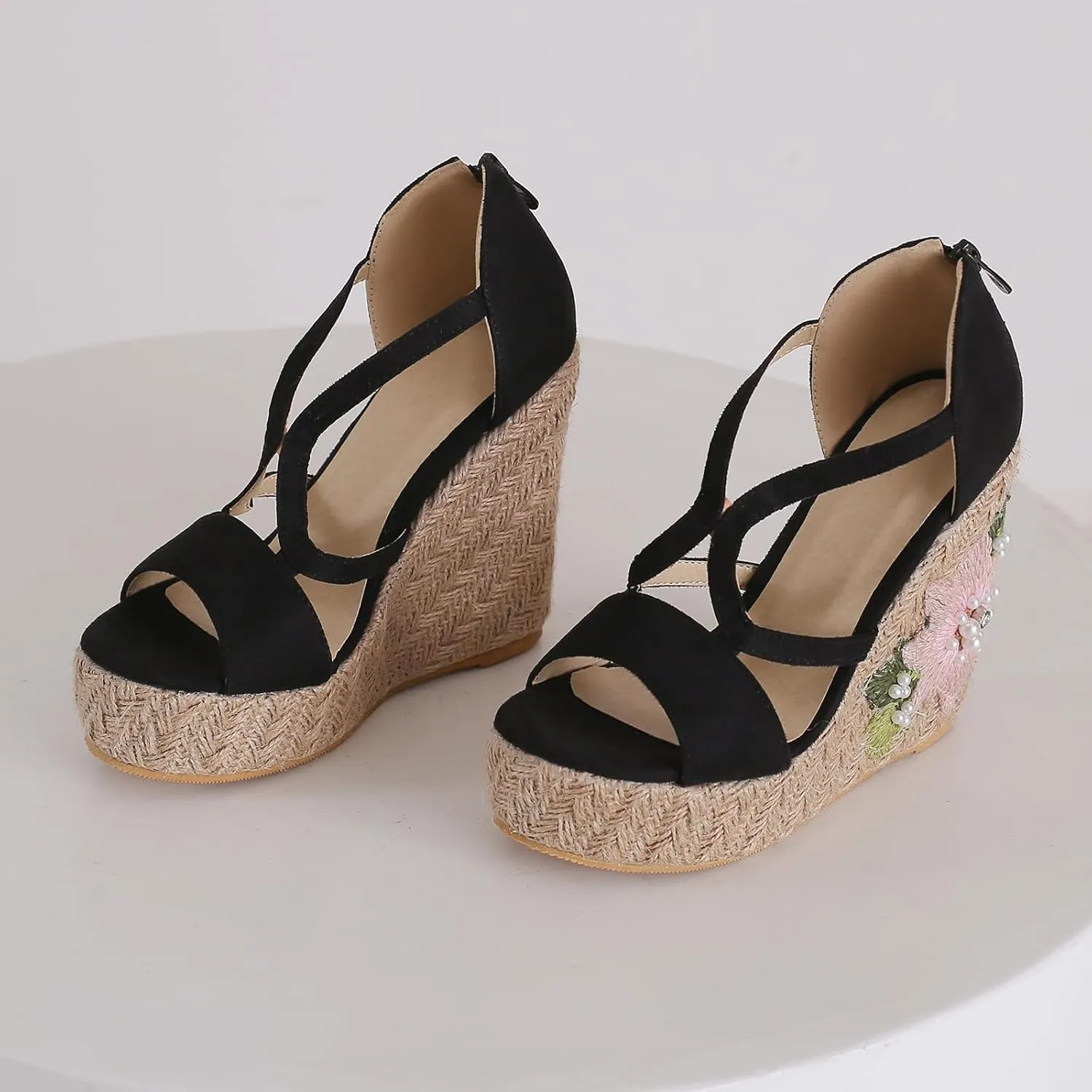 Gicoiz Espadrilles Wedges Women Classic Platform Embroidered Sandals