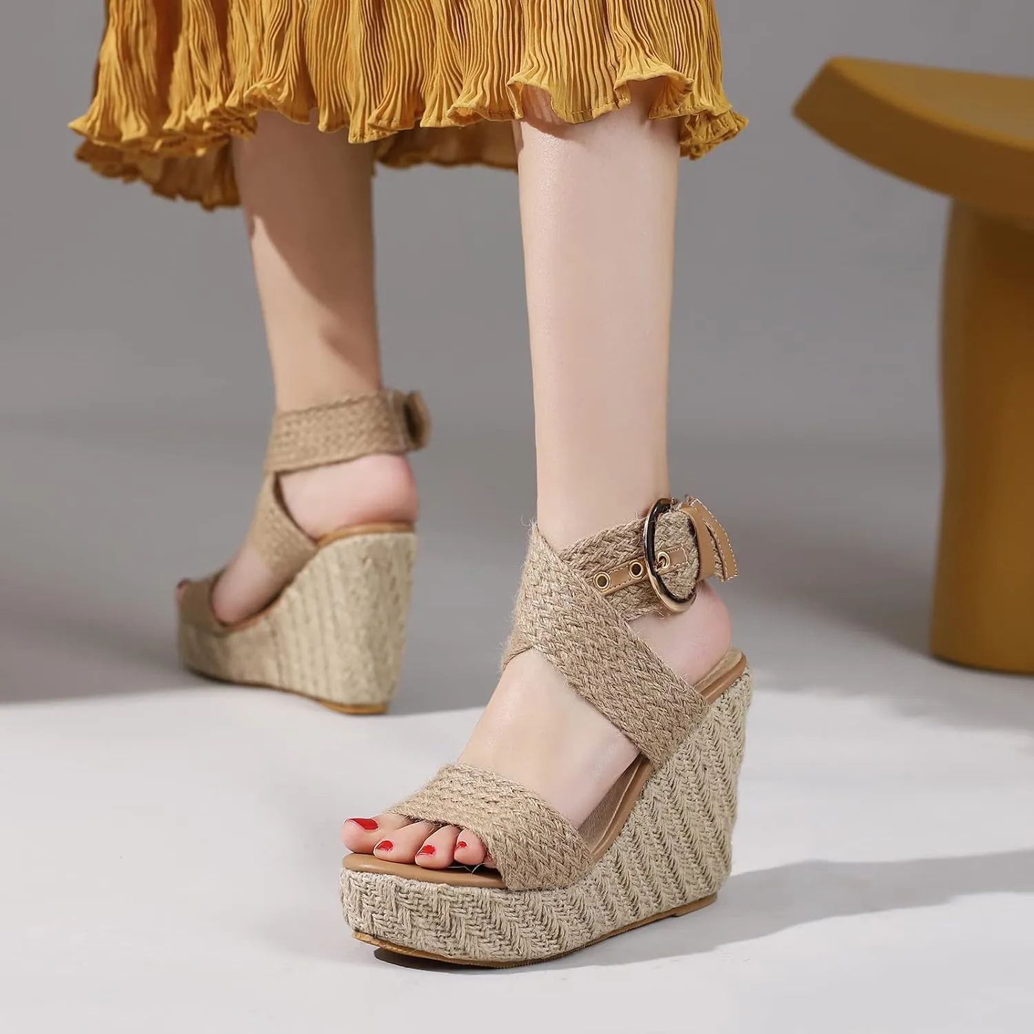 Gicoiz Espadrilles Wedges Women Classic Platform Embroidered Sandals