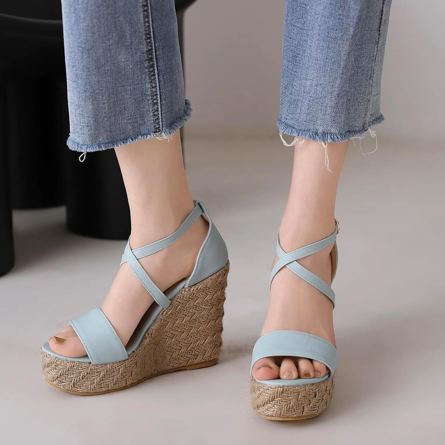 Gicoiz Espadrilles Wedges Women Classic Platform Embroidered Sandals