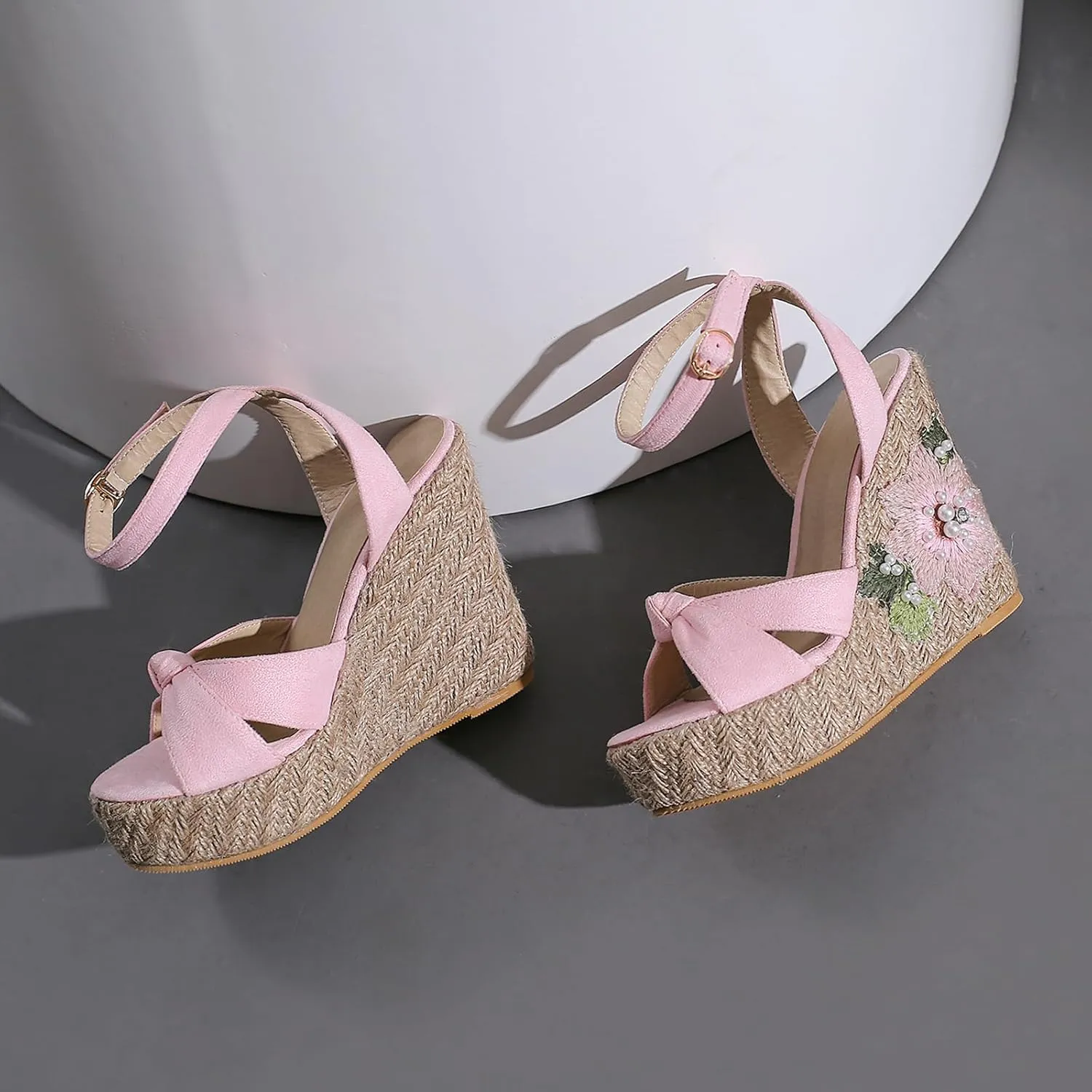 Gicoiz Espadrilles Wedges Women Classic Platform Embroidered Sandals
