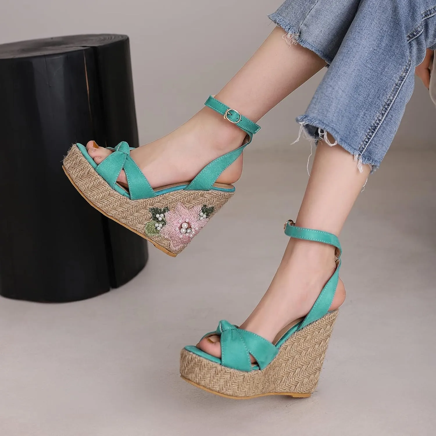 Gicoiz Espadrilles Wedges Women Classic Platform Embroidered Sandals