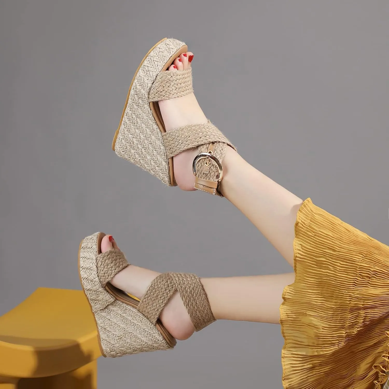 Gicoiz Espadrilles Wedges Women Classic Platform Embroidered Sandals