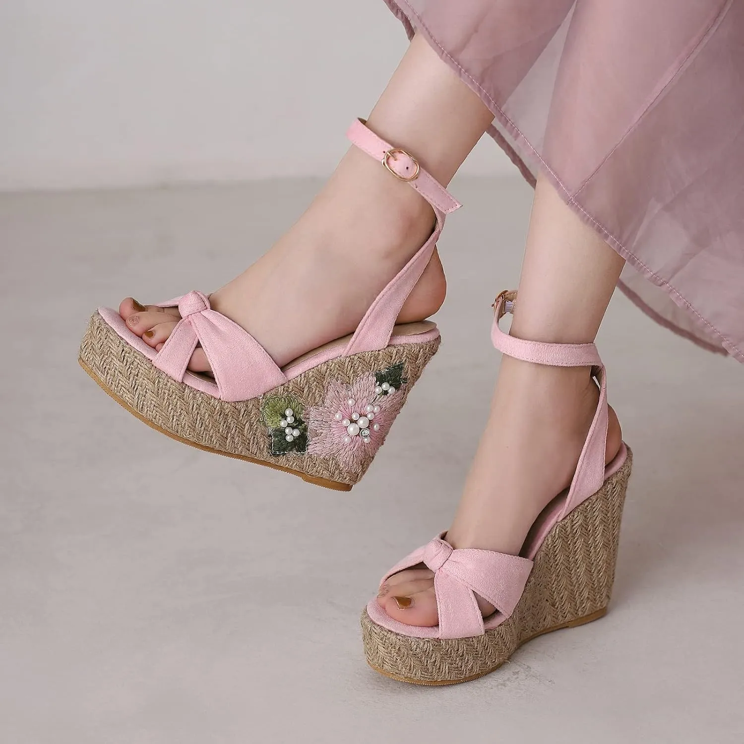 Gicoiz Espadrilles Wedges Women Classic Platform Embroidered Sandals