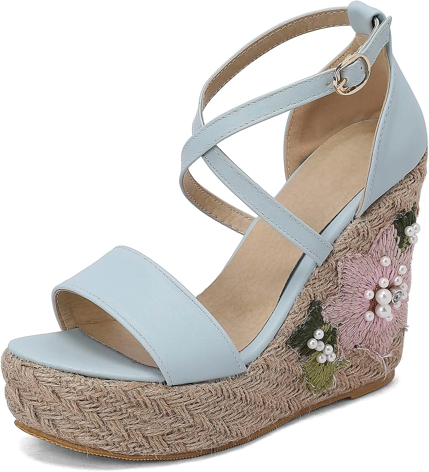 Gicoiz Espadrilles Wedges Women Classic Platform Embroidered Sandals