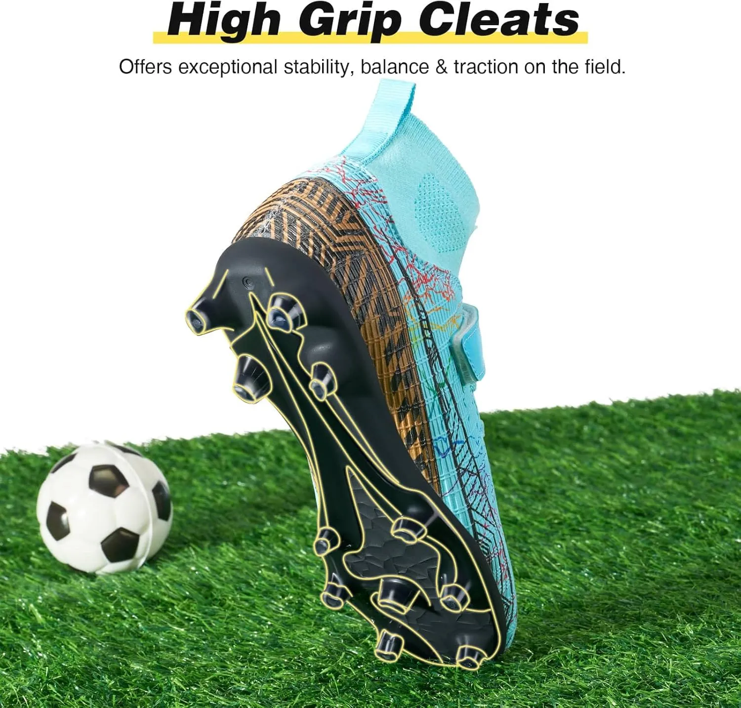 GINNI Kids Firm Ground Soccer Cleats Boys Girls Athletic Soccer Shoes Youth Outdoor Football Cleats Lightweight Breathable FG/AG Baseball Cleats Football Boots Shoes for Toddler/Little Kids/Big Kids