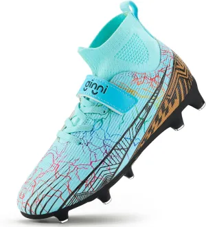 GINNI Kids Firm Ground Soccer Cleats Boys Girls Athletic Soccer Shoes Youth Outdoor Football Cleats Lightweight Breathable FG/AG Baseball Cleats Football Boots Shoes for Toddler/Little Kids/Big Kids