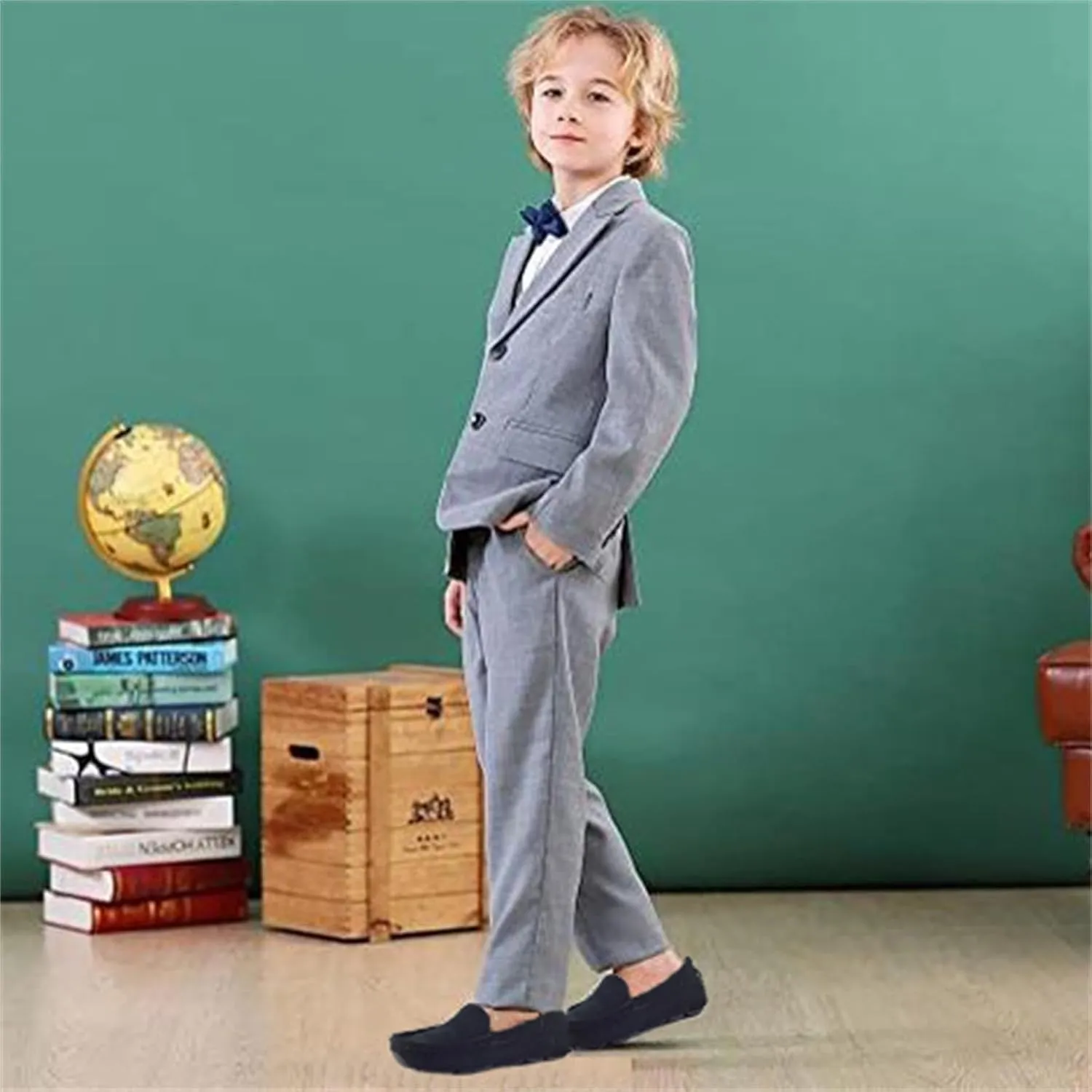 Girls Boys Suede Leather Slip-on Loafers Casual Boat Shoes Dress Shoes Oxford Flats