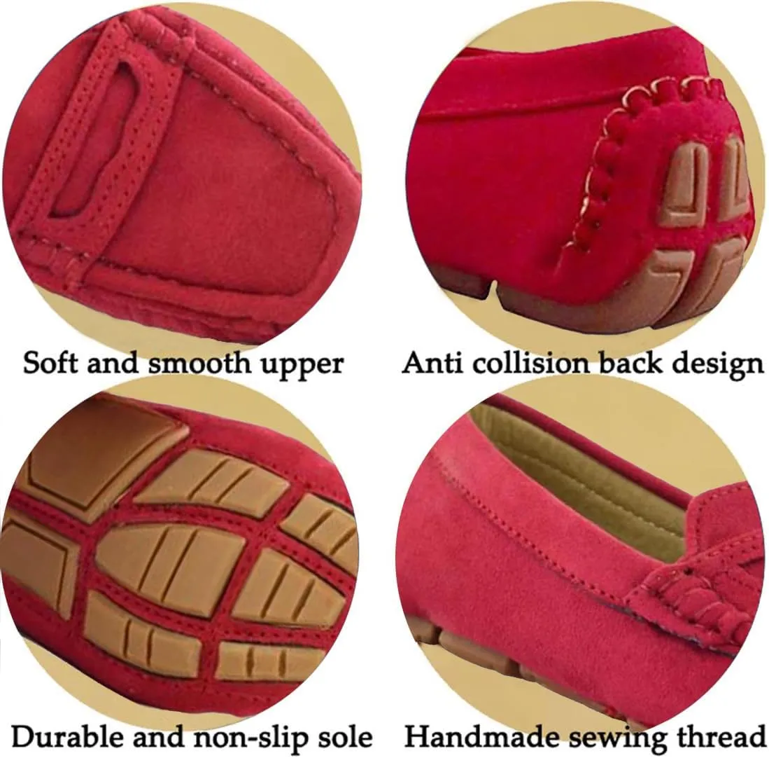 Girls Boys Suede Leather Slip-on Loafers Comfort Moccasin Casual Boat Shoes Uniform Dress Shoes