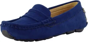 Girls Boys Suede Leather Slip-on Loafers Comfort Moccasin Casual Boat Shoes Uniform Dress Shoes
