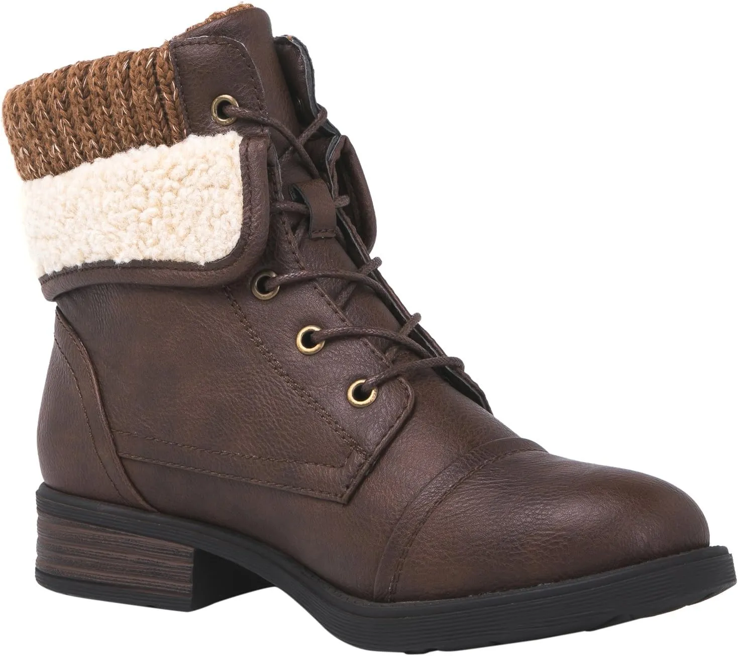 GLOBALWIN Women's Combat Boots Dressy Lace Up Ankle Boots For Women Low Heel