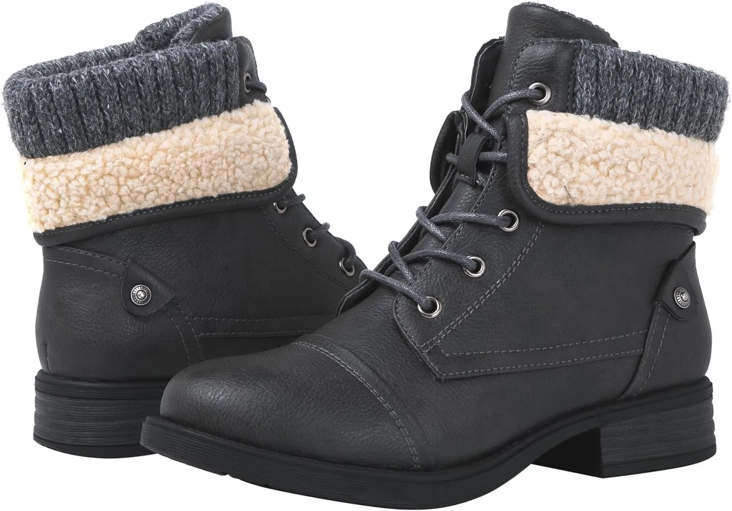 GLOBALWIN Women's Combat Boots Dressy Lace Up Ankle Boots For Women Low Heel