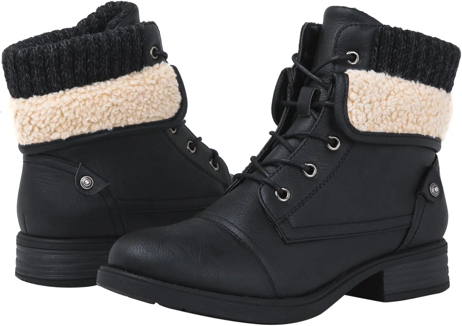 GLOBALWIN Women's Combat Boots Dressy Lace Up Ankle Boots For Women Low Heel
