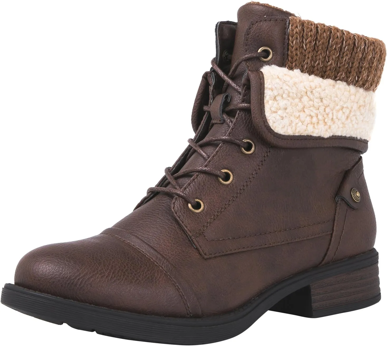 GLOBALWIN Women's Combat Boots Dressy Lace Up Ankle Boots For Women Low Heel
