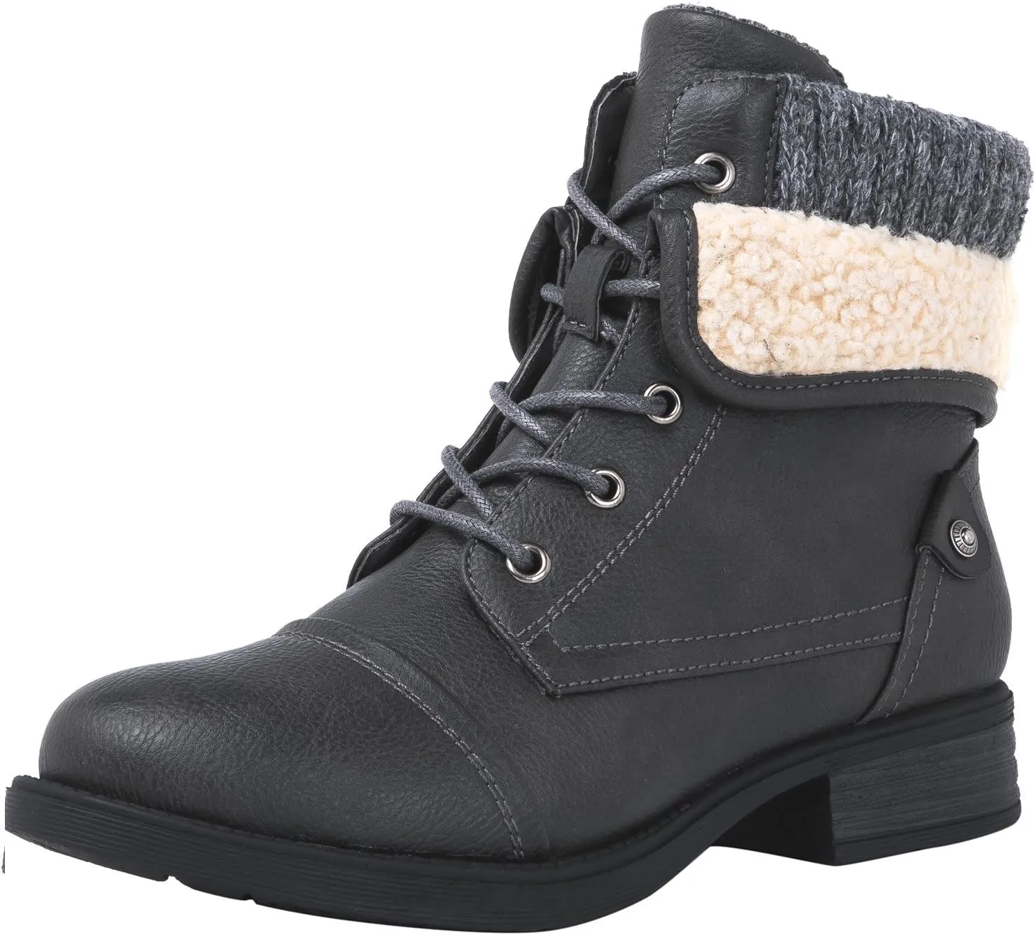 GLOBALWIN Women's Combat Boots Dressy Lace Up Ankle Boots For Women Low Heel