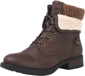 GLOBALWIN Women's Combat Boots Dressy Lace Up Ankle Boots For Women Low Heel