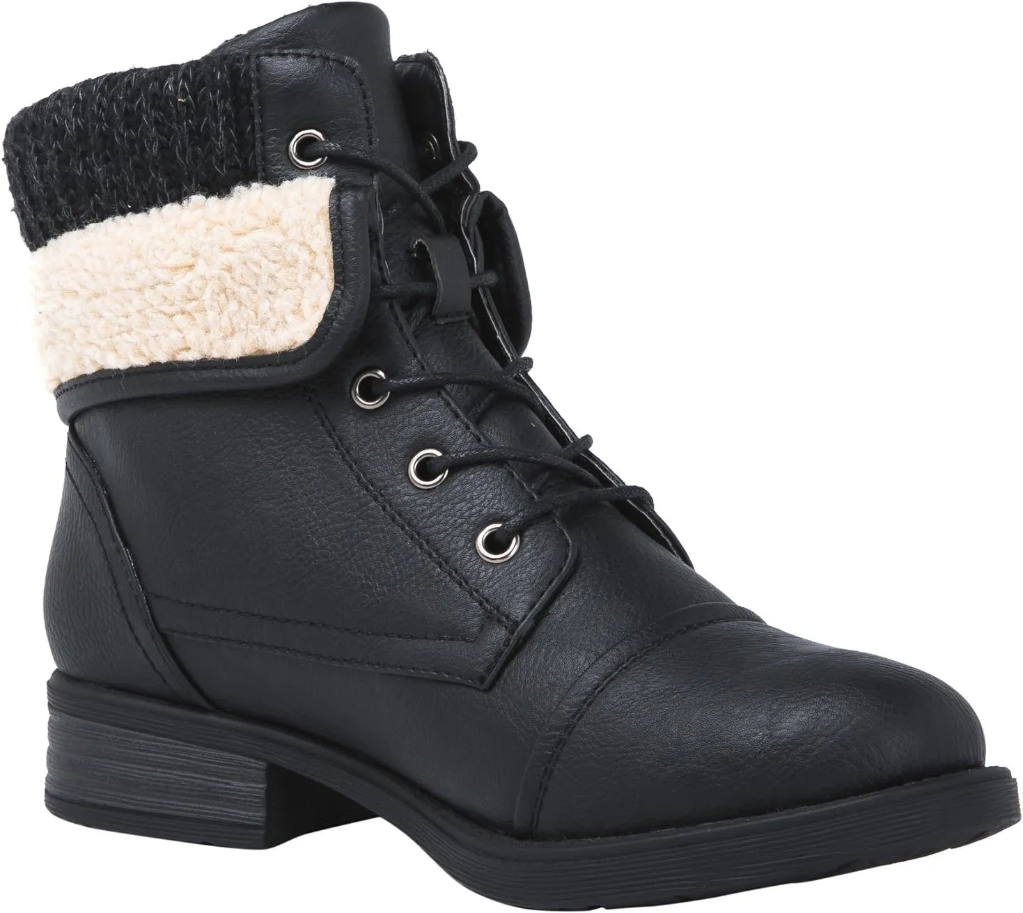 GLOBALWIN Women's Combat Boots Dressy Lace Up Ankle Boots For Women Low Heel