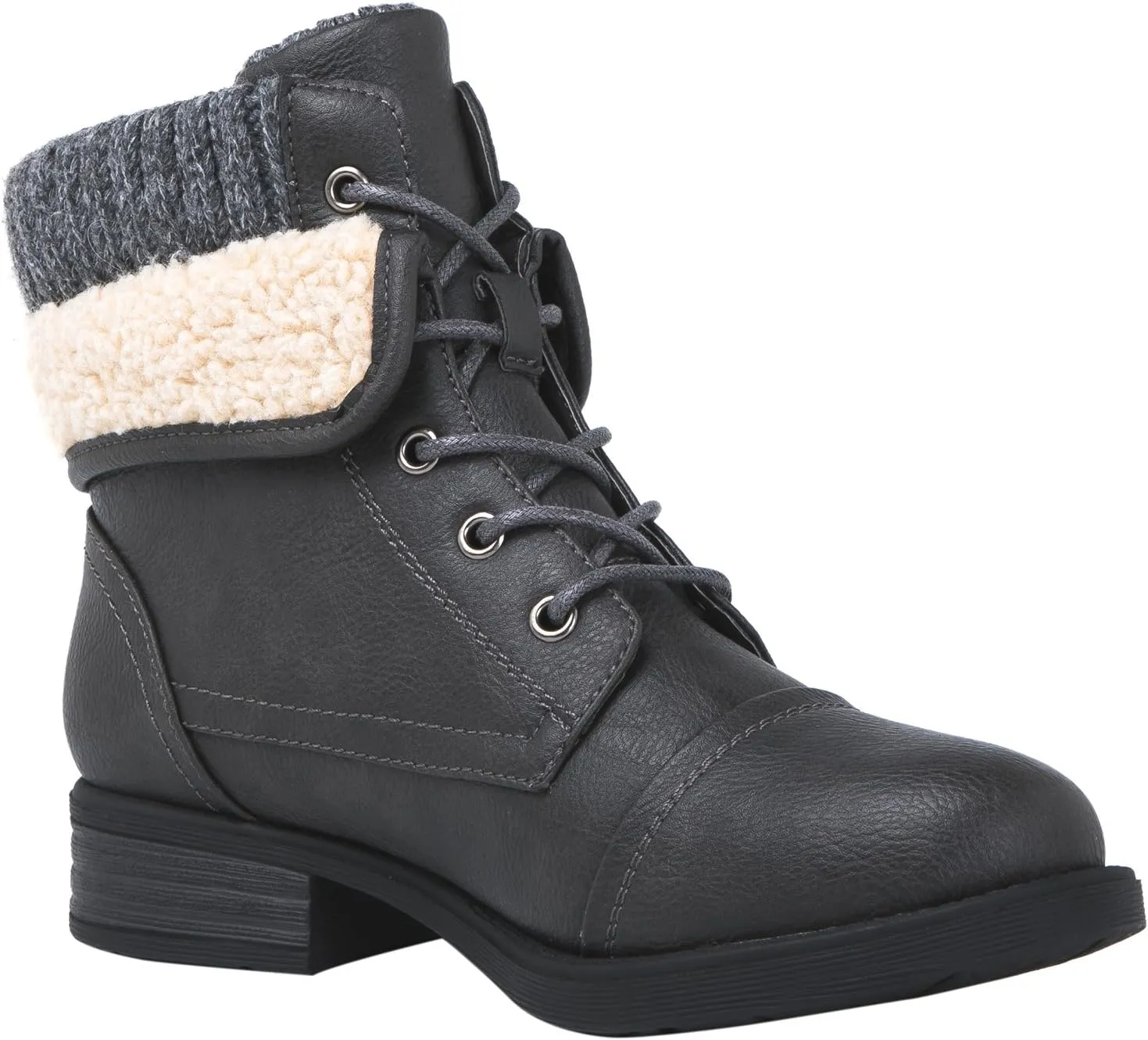 GLOBALWIN Women's Combat Boots Dressy Lace Up Ankle Boots For Women Low Heel