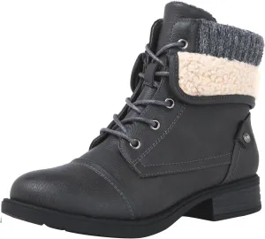 GLOBALWIN Women's Combat Boots Dressy Lace Up Ankle Boots For Women Low Heel