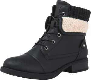 GLOBALWIN Women's Combat Boots Dressy Lace Up Ankle Boots For Women Low Heel