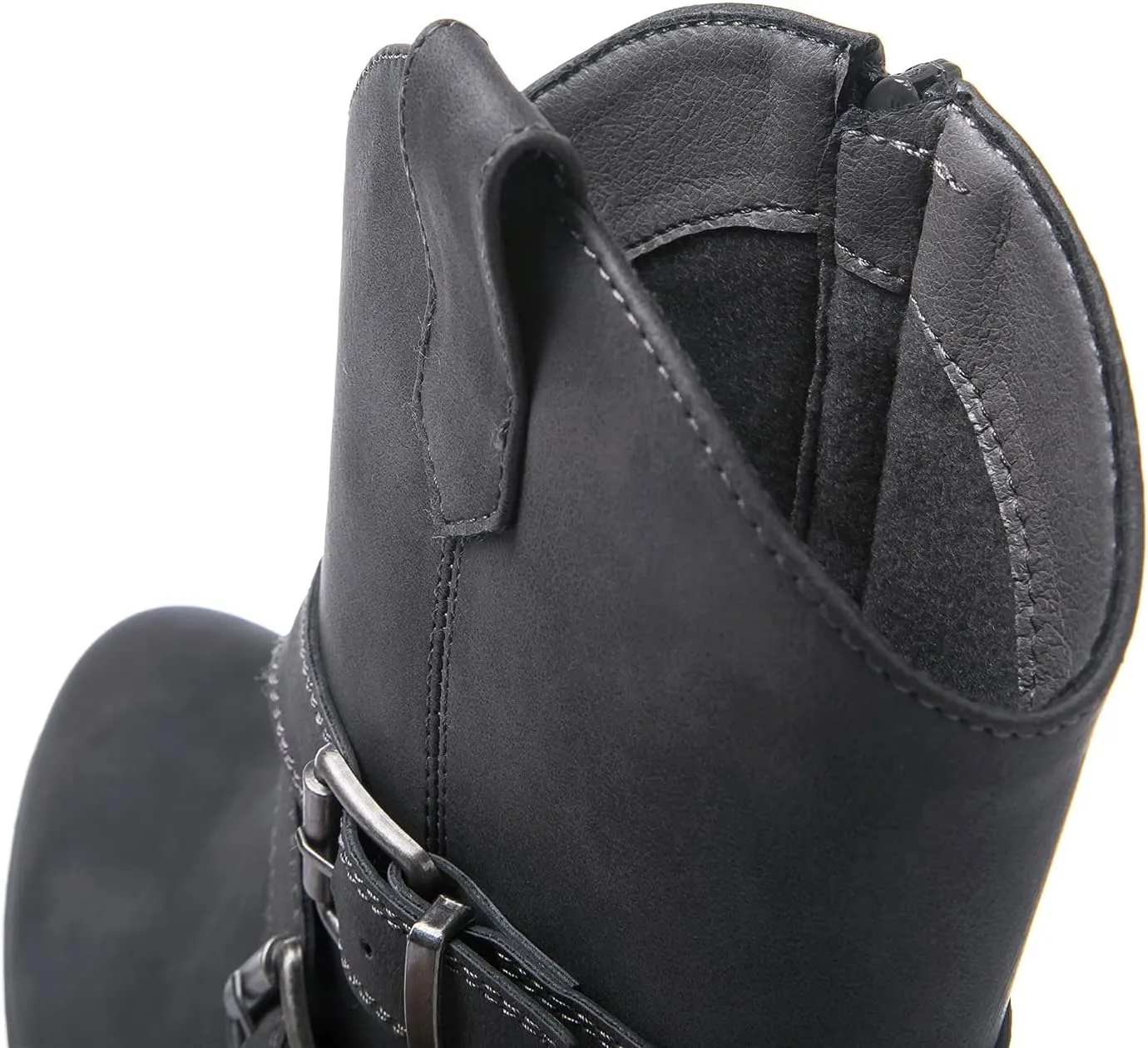 GLOBALWIN Women's Mid Calf Western Cowboy Boots Comfortable Cowgirl Boots for Women With Zipper Chunky Low Heel