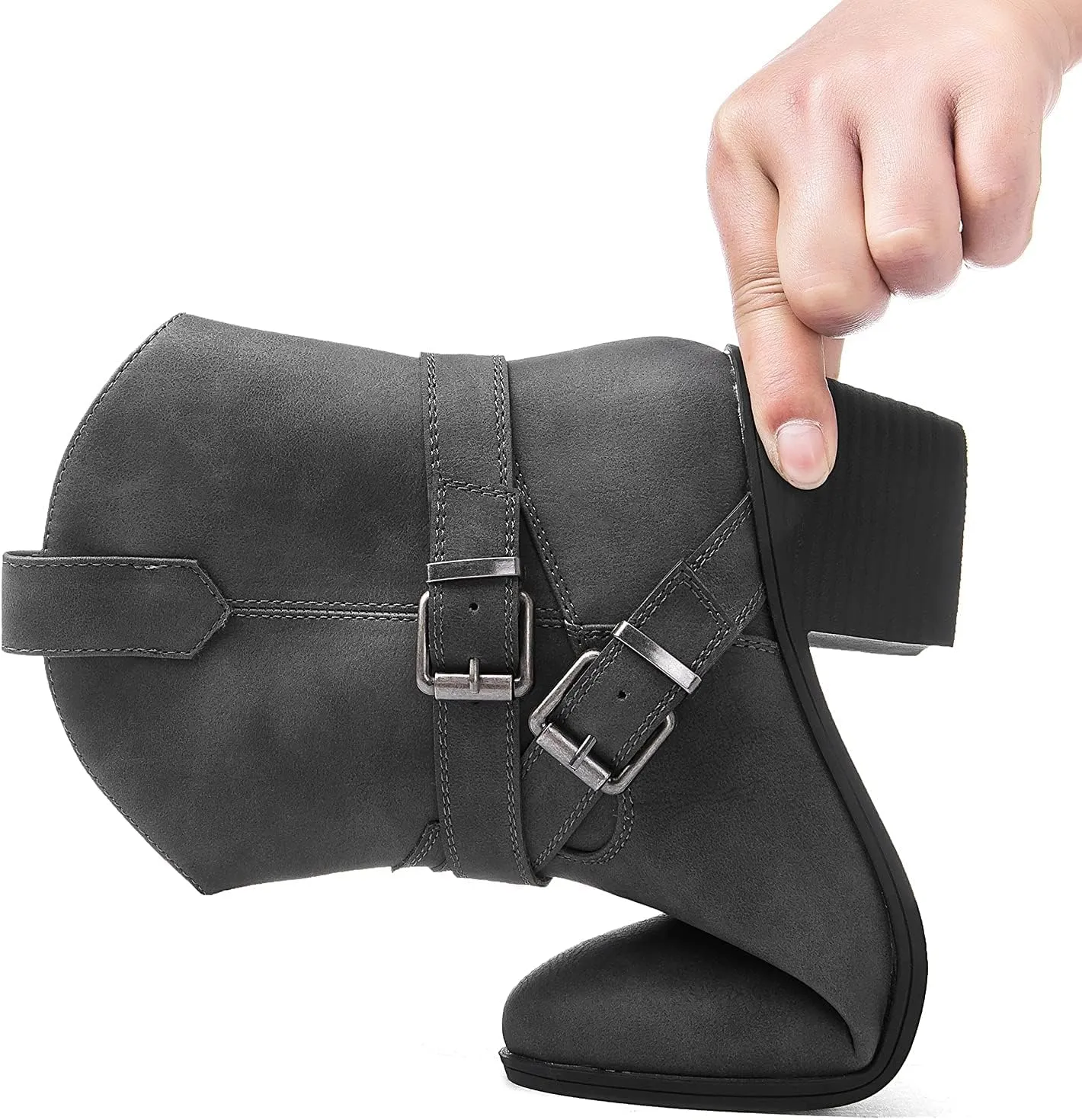 GLOBALWIN Women's Mid Calf Western Cowboy Boots Comfortable Cowgirl Boots for Women With Zipper Chunky Low Heel