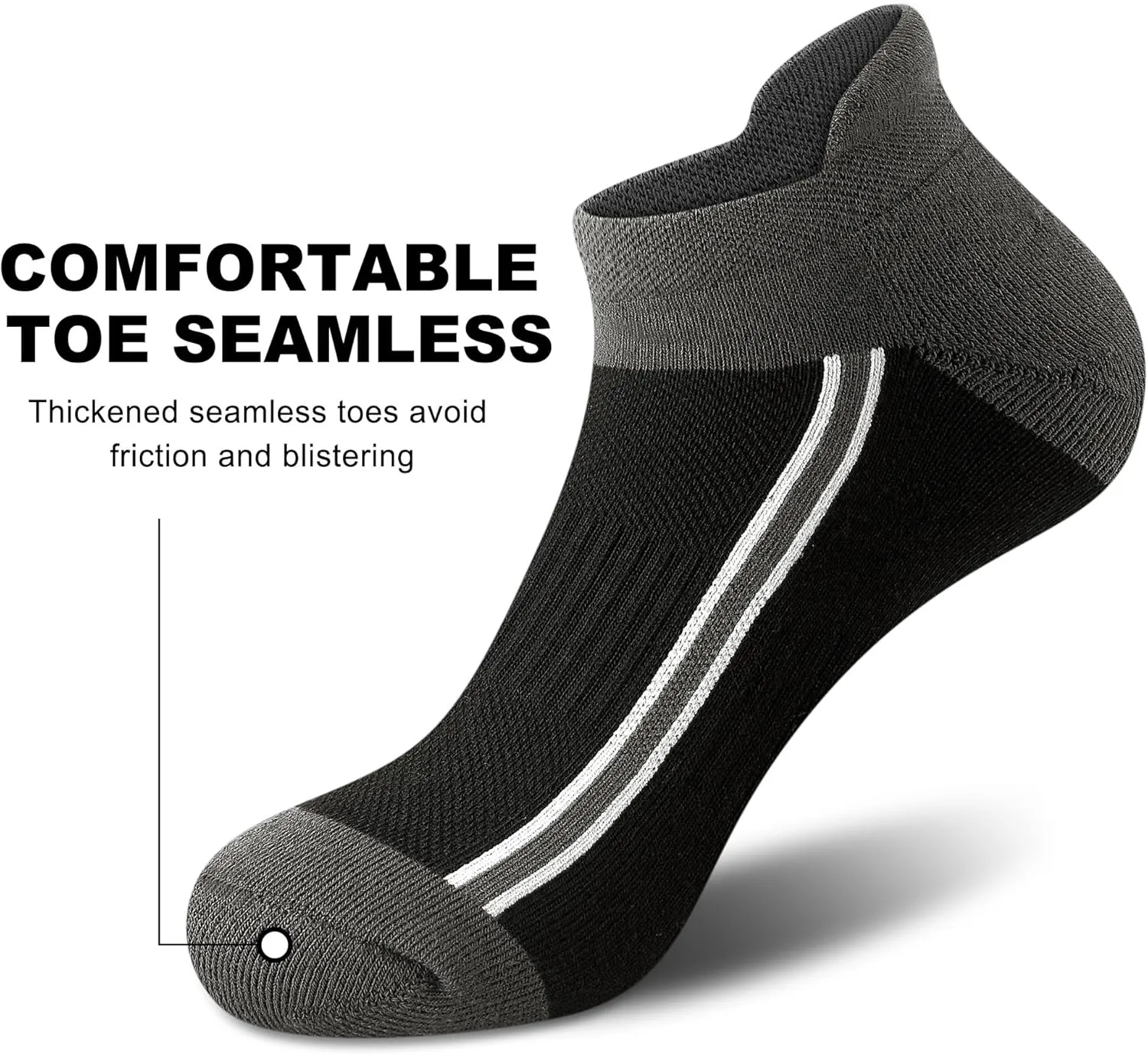 Gonii Men's Running Athletic Ankle Socks - Thick Cushioned Low Cut Socks (5 Pairs)