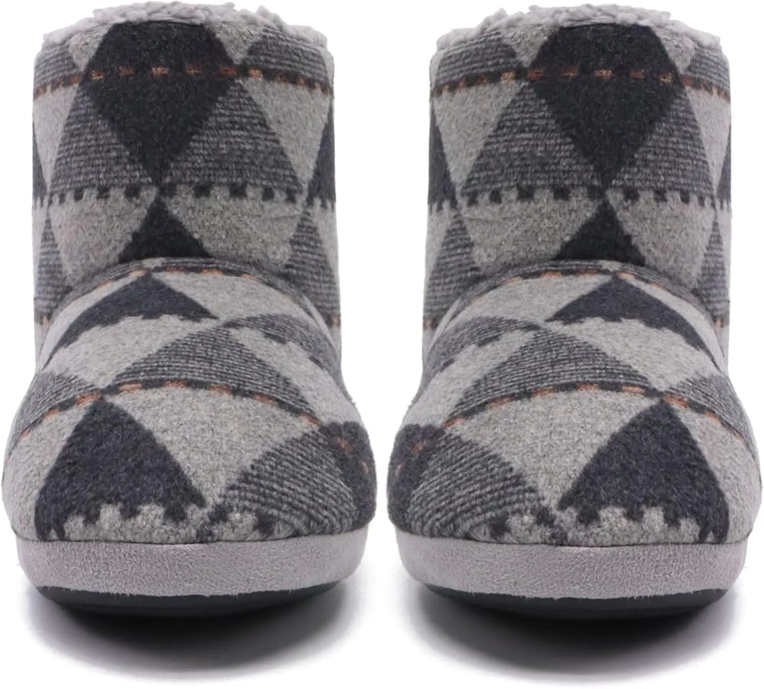 GPOS Knit Rock Wool Warm Men Indoor Pull on Cozy Memory Foam Slipper Boots Soft Rubber Sole