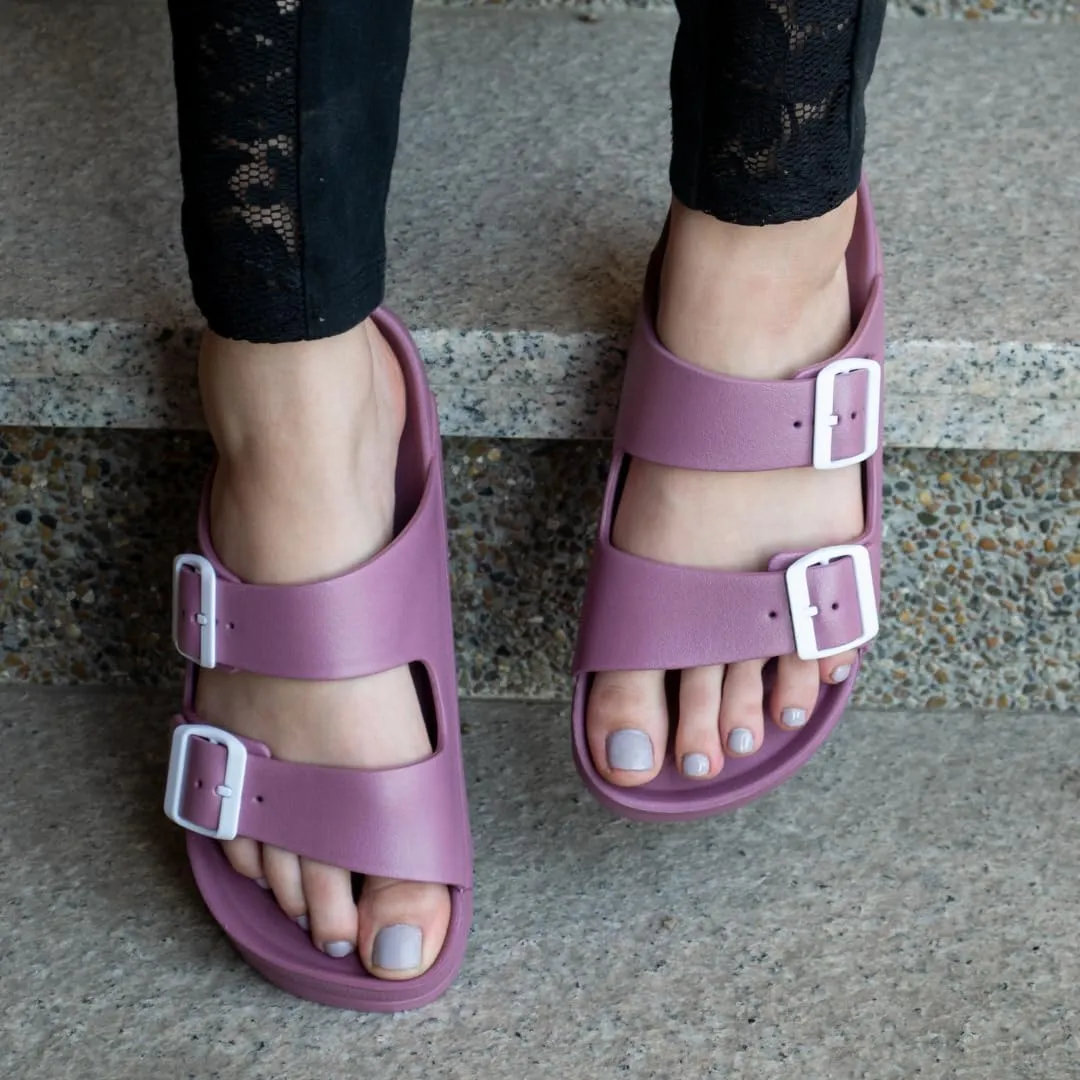 greenbox Women's Adjustable Slip-On EVA Double Buckle Slide Sandals - Lightweight and Comfortable Summer Footwear